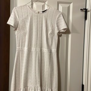 White eyelet high low maxi dress.